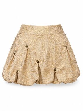 Gold Brocade Bubble Mini Skirt